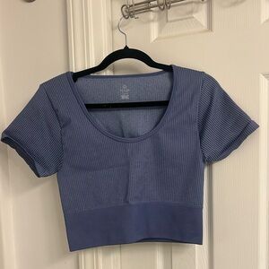 Aerie Women's Blue Ribbed Crop Top